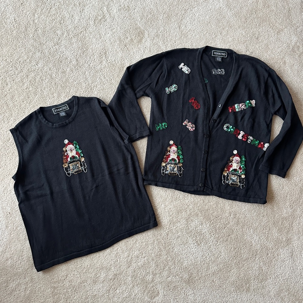 TERAZZO Black Holiday Cardigan Set